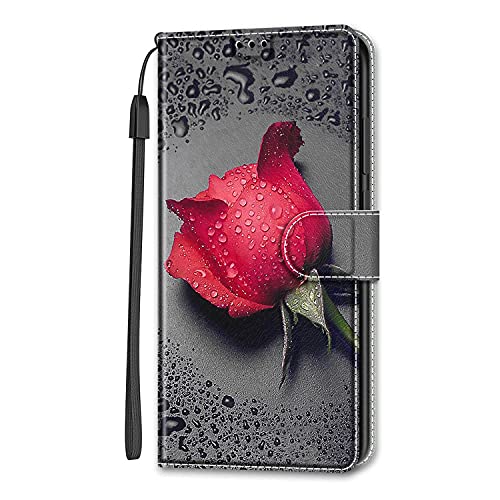 Adolasx Kompatibel für Xiaomi Redmi 13C / 13 C/Xiaomi Poco C65 Hülle Leder mit Band Motiv Kartenfach Silikon Klappbar Flip Tier Hüllen [Magnetisch] Handyhülle Bumper PU Cover Case - Rosa 1 von Adolasx