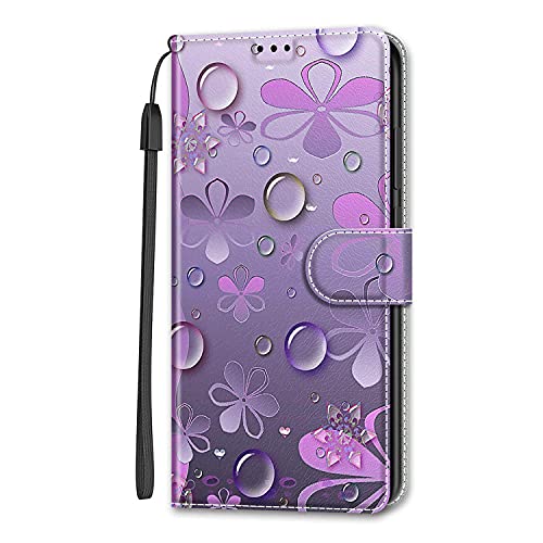 Adolasx Kompatibel für Xiaomi Redmi Note 13 5G Hülle Leder mit Band Motiv Kartenfach Silikon Klappbar Flip Tier Hüllen [Magnetisch] Handyhülle Bumper PU Cover Case - Violett von Adolasx