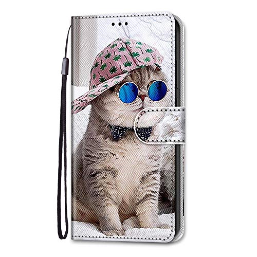 Adolasx Kompatibel für Xiaomi Redmi Note 13 Pro 5G / Poco X6 5G Hülle Leder mit Band Motiv [Magnetisch] Kartenfach Klappbar Flip Tier Hüllen Handyhülle Bumper PU Cover Case - Katze D von Adolasx