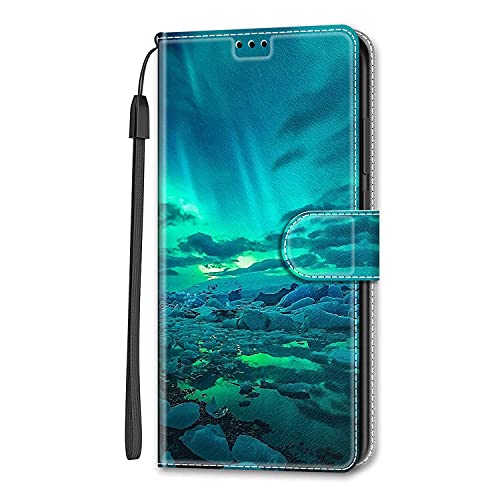 Adolasx Kompatibel für ZTE Blade A73 4G Hülle Leder mit Band Motiv Kartenfach Silikon Klappbar Flip Tier Hüllen [Magnetisch] Handyhülle Bumper PU Cover Case - Grün von Adolasx