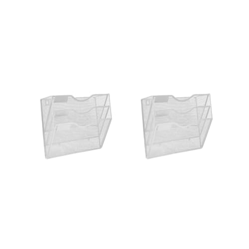 2er-Set Wandmontierter Netz-Aktenhalter, Regal, Zeitschriftenregal, 3 Etagen, 32,5 x 26 x 10 cm, Grau von Adoorniequea