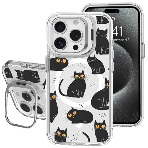 AdorableWhimsy Niedliche Katzen Handyhülle für iPhone 15 Pro Max mit eingebautem Ständer, Cartoon-Tier-Design, klare magnetische Abdeckung, Schutzhülle, stoßfeste Hülle für iPhone 15 Pro Max 6,7 Zoll AdorableWhimsy Niedliche Katzen Handyhülle für iPhone 15 Pro Max mit eingebautem Ständer, Cartoon-Tier-Design, klare magnetische Abdeckung, Schutzhülle, stoßfeste Hülle für iPhone 15 Pro Max 6,7 Zoll von AdorableWhimsy