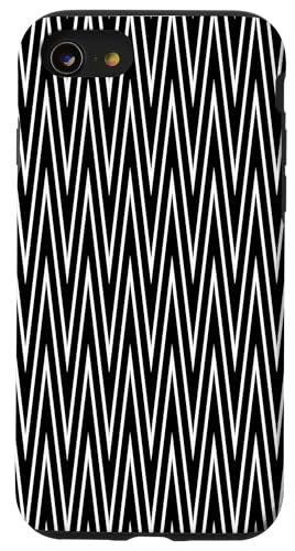 Klassisches, schwarz-weißes Chevron-Muster Hülle für iPhone SE (2020) / 7 / 8 von Adore Cute Designs