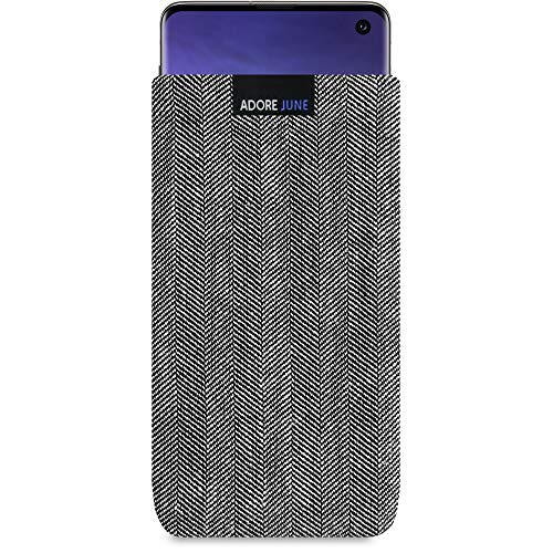 Adore June Business Tasche kompatibel mit Samsung Galaxy S10 Handytasche aus charakteristischem Fischgrat Stoff - Display Reinigungs-Effekt von Adore June