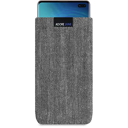 Adore June Business Tasche kompatibel mit Samsung Galaxy S10 Plus / S10+ Handytasche aus charakteristischem Fischgrat Stoff - Display Reinigungs-Effekt von Adore June