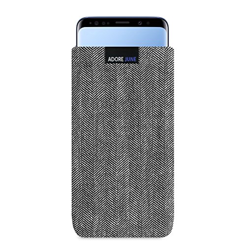 Adore June Business Tasche kompatibel mit Samsung Galaxy S9 Plus / S9+ Handytasche aus charakteristischem Fischgrat Stoff - Display Reinigungs-Effekt von Adore June
