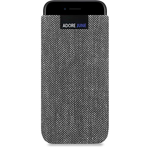 Adore June Business Tasche kompatibel mit iPhone SE 2 Handytasche aus charakteristischem Fischgrat Stoff - Display Reinigungs-Effekt von Adore June