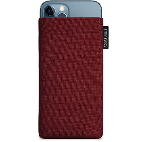 Adore June Classic Bordeaux-Rot Tasche kompatibel mit iPhone 13 Pro Max/iPhone 12 Pro Max Handytasche aus widerstandsfähigem Cordura Stoff mit Display Reinigungs-Effekt, Made in Europe von Adore June