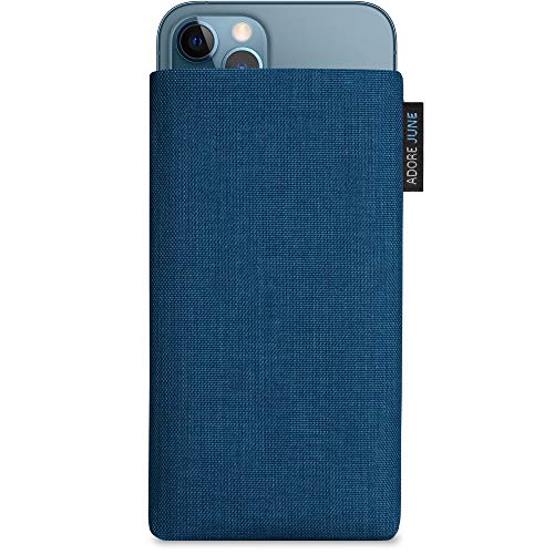 Adore June Classic Ozean-Blau Tasche kompatibel mit iPhone 13/13 Pro/iPhone12 /12 Pro Handytasche aus widerstandsfähigem Cordura Stoff mit Display Reinigungs-Effekt, Made in Europe,15.5 cm (7Zoll) von Adore June