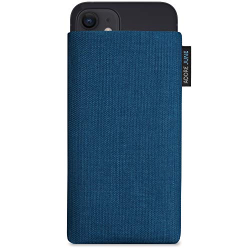 Adore June Classic Ozean-Blau Tasche kompatibel mit iPhone 13 Mini/iPhone 12 Mini Handytasche aus widerstandsfähigem Cordura Stoff mit Display Reinigungs-Effekt, Made in Europe von Adore June