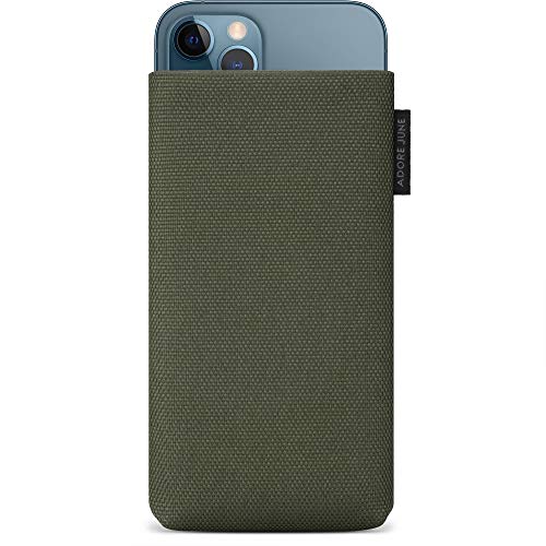 Adore June Handytasche Classic Recycled Oliv Grün kompatibel mit iPhone 13 / iPhone 13 Pro/iPhone 12 / iPhone 12 Pro, Moderne Nachhaltige R-PES Stoffe, Made in Europe von Adore June