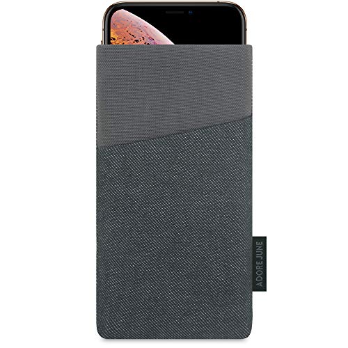 Adore June Tasche Clive kompatibel mit iPhone XS/iPhone X, Handyhülle mit Extrafach und Display-Reinigungseffekt, Schwarz/Grau von Adore June