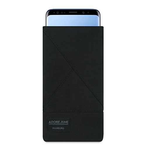 Adore June Tasche Triangle kompatibel mit Samsung Galaxy S9, Elegante Handytasche aus widerstandsfähigem Textil-Stoff mit Display-Reinigungseffekt, Schwarz von Adore June