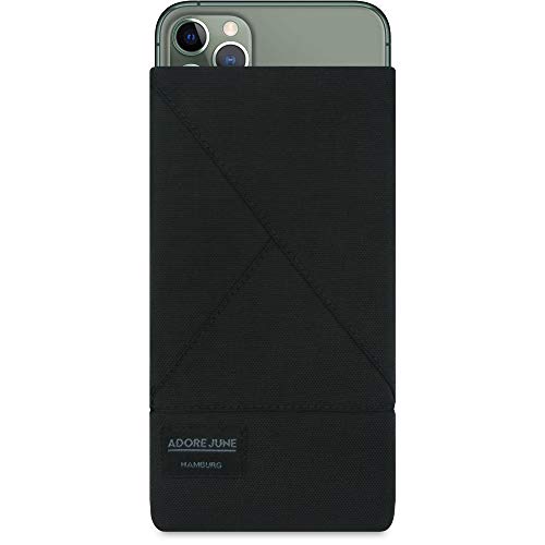 Adore June Tasche Triangle kompatibel mit iPhone 11 Pro Max, Elegante Handytasche aus widerstandsfähigem Textil-Stoff mit Display-Reinigungseffekt, Schwarz von Adore June
