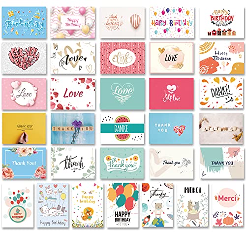 Adorfine 40 Dankeskarten Postkarten zum Danke sagen Blanko Karten Danke Karten Set Dankeskarte Geburtstag Hochzeit Segen, 145x105mm von Adorfine