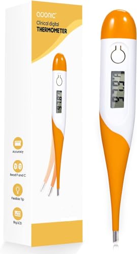 Fieberthermometer, Digital Fieberthermometer leicht zu lesen & Monitor Fieber Temperatur in 10 Sekunden von Rektal-, Oral- & Achselthermometer für Baby, Kinder, Erwachsene und Tiers von Adoric