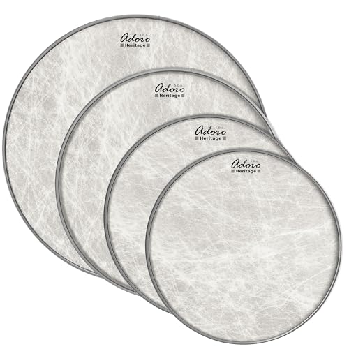 Rock Drum Head Set Adoro Heritage Naturfell Imitat Schlagzeugfell in 12-13-16-14SD von Adoro