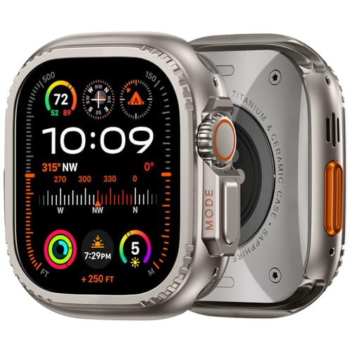 Schutzhülle für Apple Watch Ultra 2 49 mm: robuste Stoßstange, stoßfeste Metallschutzhülle mit Rückabdeckung für iWatch Ultra Natural Titanium Schutzhülle für Apple Watch Ultra 2 49 mm: robuste Stoßstange, stoßfeste Metallschutzhülle mit Rückabdeckung für iWatch Ultra Natural Titanium von Adorve