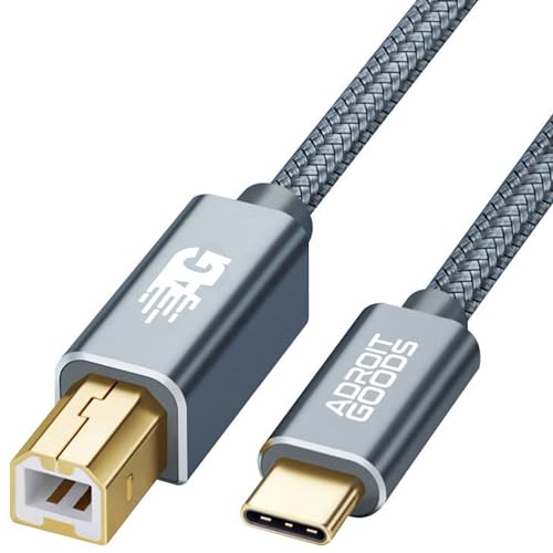 AdroitGoods USB-C zu USB-B Kabel - Drucker Kabel - 2 Meter - Grau von AdroitGoods