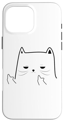 Lustige erwachsene Humor Katze Mittelfinger Hülle für iPhone 16 Pro Max von Adult Humour Tees Tc.