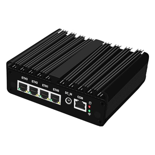 AdvanElink Mikro Firewall Appliance N100, 4 x i226-V 2.5GbE LAN, 16GB DDR5 256GB SSD, lüfterloser Mini-PC-Router, RJ45 COM, 4G/3G SIM-Steckplatz, AES-NI von AdvanElink