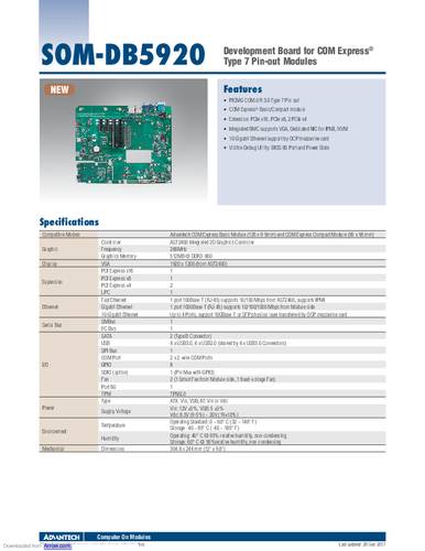 Advantech SOM-DB5920-00A1 Entwicklungsboard 1St. von Advantech