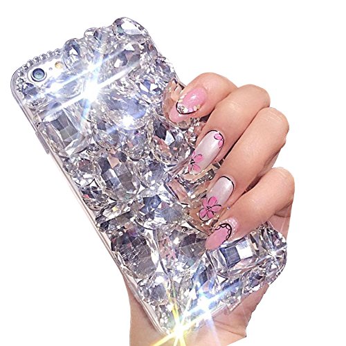 Voller Diamant Hülle für iPhone XR,Aearl TPU Silikon Transparent 3D Bling Glitzer Kristall Steinchen Handyhülle Bumper Case Cover mit Displayschutzfolie für iPhone XR 6.1 Zoll,Weiß von Aearl