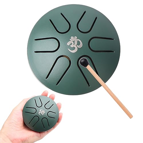 Aedcbaide Tongue Drum Steel 3 Zoll Stahlzungen 6 Töne Zungentrommel Pan Percussion Instrument Handpan mit Schlägeln Meditation Yoga Klangheilung(Grün) von Aedcbaide