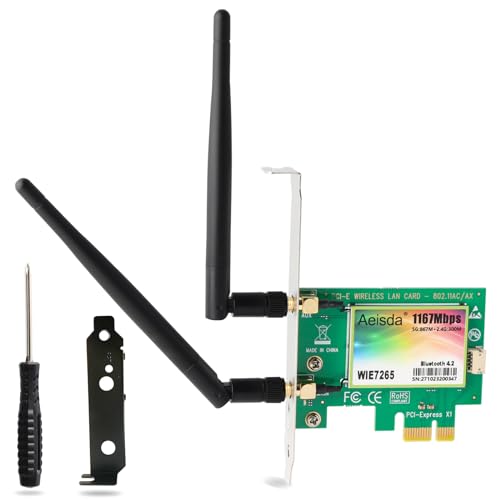 Aeisda PCIE WLAN Karte mit Bluetooth 4.2, 1167Mbit/s Dual Band (2,4 GHz oder 5 GHz) WiFi 5 PCI Express Netzwerkkarte Adapter für Desktop/PC von Aeisda