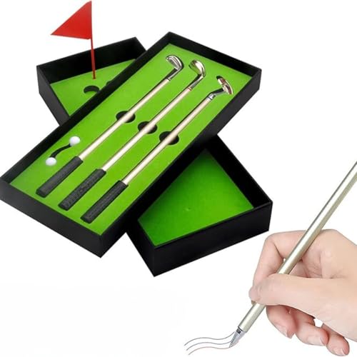 Aeloa Golf Stifte, Minischläger Kugelschreiber Set mit Kugeln Flaggen-Briefpapier Dekorationen für Geschenke (3Pcs / Set) von Aeloa