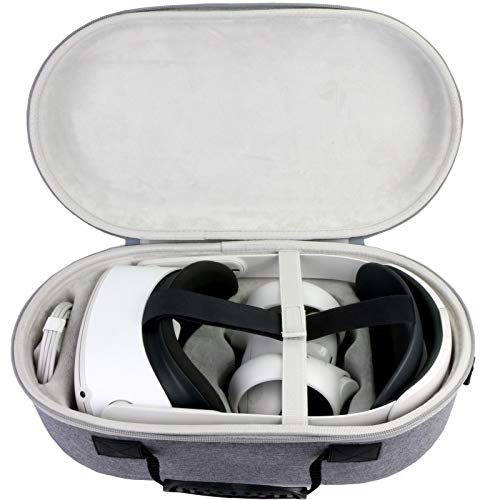 Aenllosi Hart Hülle Tasche für Meta Quest 2/Oculus Quest 2/PICO 4 VR Headset and Elite Strap (Nur Tasche) (Grau Weiß) von Aenllosi