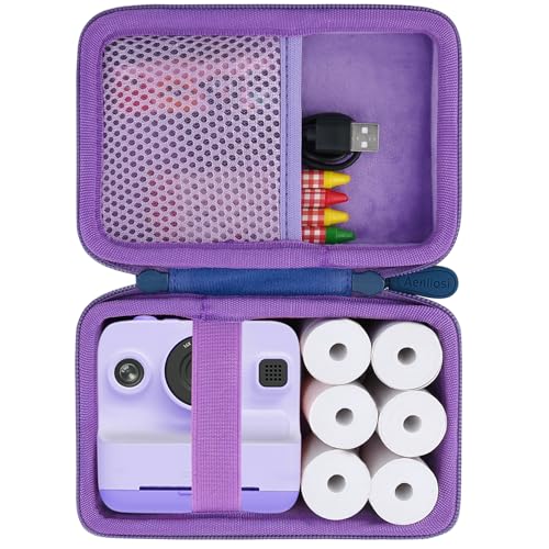 Aenllosi Hart Storage Hülle Tasche für Mafiti/Nevanah Kinderkamera Sofortbildkamera, Kinder Kamera Fotopapier 6 Rollen & Farbe Stift Organizer, Lila (Nur Tasche) von Aenllosi