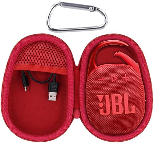 Aenllosi Harte Tasche Kompatibel mit JBL Clip 5 Bluetooth Lautsprecher Box,JBL Tragbare Wasserfest Staubfest Lautsprecher Hülle.(Nur Tasche)(Rot) von Aenllosi