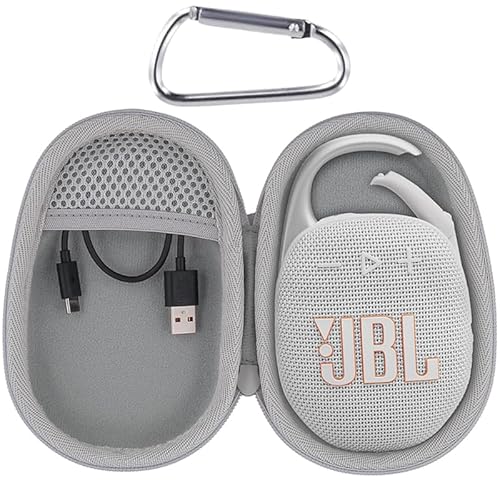 Aenllosi Harte Tasche Kompatibel mit JBL Clip 5 Bluetooth Lautsprecher Box,JBL Tragbare Wasserfest Staubfest Lautsprecher Hülle.(Nur Tasche) (Silbergrau) von Aenllosi