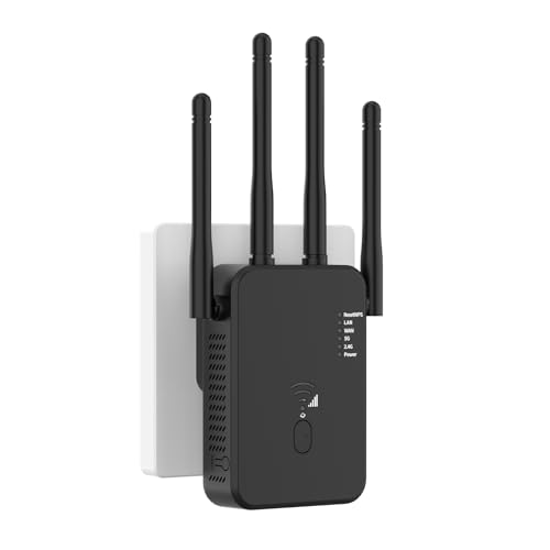 Aenxwa WLAN Repeater WLAN Verstärker 1200Mbit/s Dualband 2,4GHz+5GHz WiFi Booster mit Repeater/Router/Access Point Modus,4 Antenne,Einfache Einrichtung,WiFi Range Extender Mit LAN/WAN Port Aenxwa WLAN Repeater WLAN Verstärker 1200Mbit/s Dualband 2,4GHz+5GHz WiFi Booster mit Repeater/Router/Access Point Modus,4 Antenne,Einfache Einrichtung,WiFi Range Extender Mit LAN/WAN Port von Aenxwa