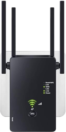 Aenxwa WLAN Repeater WLAN Verstärker 1200Mbit/s Dualband 2,4GHz+5GHz WiFi Booster mit Repeater/Router/Access Point Modus,4 Antenne,Einfache Einrichtung,WiFi Range Extender Mit LAN/WAN Port Aenxwa WLAN Repeater WLAN Verstärker 1200Mbit/s Dualband 2,4GHz+5GHz WiFi Booster mit Repeater/Router/Access Point Modus,4 Antenne,Einfache Einrichtung,WiFi Range Extender Mit LAN/WAN Port von Aenxwa