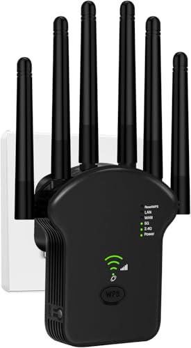 Aenxwa WLAN Repeater WLAN Verstärker 1200Mbit/s Dualband 2,4GHz+5GHz WiFi Booster mit Repeater/Router/Access Point Modus,4 Antenne,Einfache Einrichtung,WiFi Range Extender Mit LAN/WAN Port Aenxwa WLAN Repeater WLAN Verstärker 1200Mbit/s Dualband 2,4GHz+5GHz WiFi Booster mit Repeater/Router/Access Point Modus,4 Antenne,Einfache Einrichtung,WiFi Range Extender Mit LAN/WAN Port von Aenxwa
