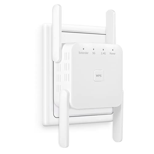 WLAN Verstärker 1200Mbit/s WiFi Repeater Dualband 2,4GHz+5GHz WiFi Booster mit Repeater/Router/Access Point Modus,4 Antenne,Einfache Einrichtung,WiFi Extender Booster Mit LAN/WAN Port von Aenxwa