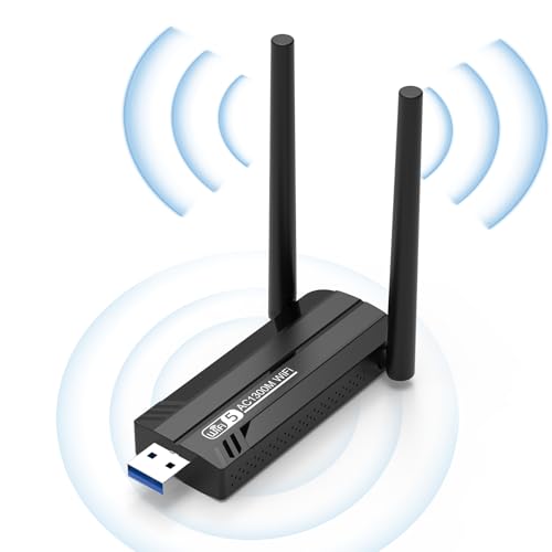 USB WLAN Stick Adapter für PC - Internet Stick 1300Mbps USB 3.0 Dual Band 2.4GHz/5.8GHz WLAN Adapter PC mit 2 x 5dBi Antenna PC/Laptop, Kompatibel mit Windows 11/10/8/7/Vista/XP, Mac OS 10.9-10.15 USB WLAN Stick Adapter für PC - Internet Stick 1300Mbps USB 3.0 Dual Band 2.4GHz/5.8GHz WLAN Adapter PC mit 2 x 5dBi Antenna PC/Laptop, Kompatibel mit Windows 11/10/8/7/Vista/XP, Mac OS 10.9-10.15 von Aenxwa