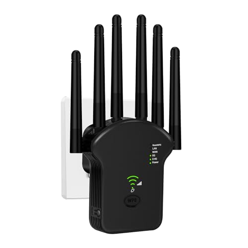 WLAN Repeater WLAN Verstärker 1200Mbit/s Dualband 2,4GHz+5GHz WiFi Booster mit Repeater/Router/Access Point Modus,4 Antenne,Einfache Einrichtung,WiFi Range Extender Mit LAN/WAN Port von Aenxwa