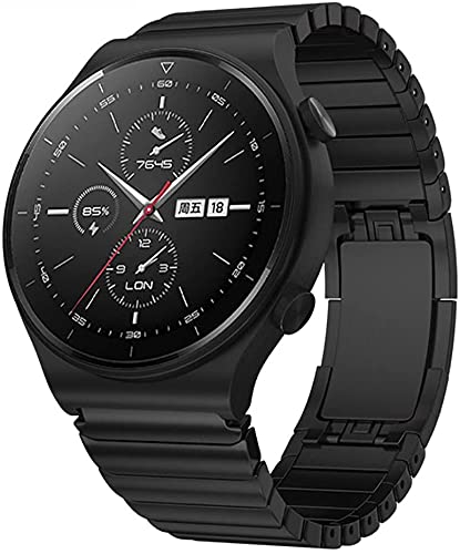 Aergood 22mm Armband,kompatibel mit Samsung Galaxy Watch 46mm/Watch 3 45mm/Gear S3,22mm Metallband für Huawei Watch 3 Pro/ GT2 Pro 46mm/GT2e Ticwatch Pro 3 Titanlegierung Armbänder,Schwarz von Aergood