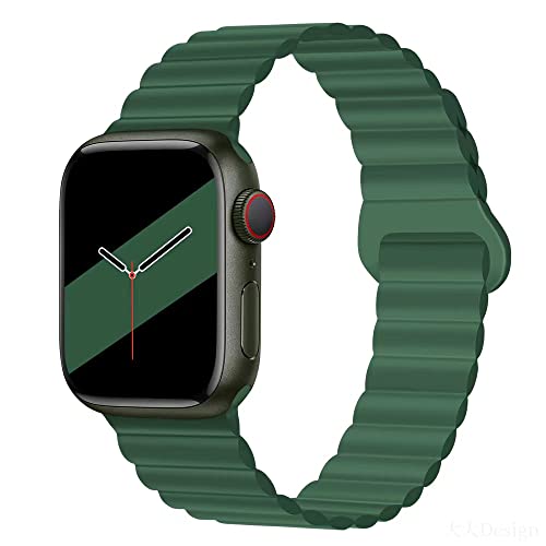 Aergood Kompatibel mit Apple Watch Armband 41mm 40mm 38mm Stark Magnetisch Verstellbar Loop Silikon Armbänder für iWatch Series 8/7/6/5/4/3/2/1/SE,Army Grün von Aergood