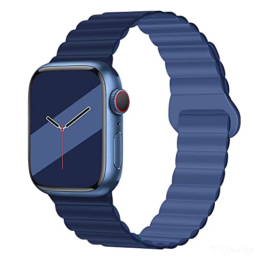 Aergood Kompatibel mit Apple Watch Armband 41mm 40mm 38mm Stark Magnetisch Verstellbar Loop Silikon Armbänder für iWatch Series 8/7/6/5/4/3/2/1/SE,Leichte/Tiefe Marine von Aergood