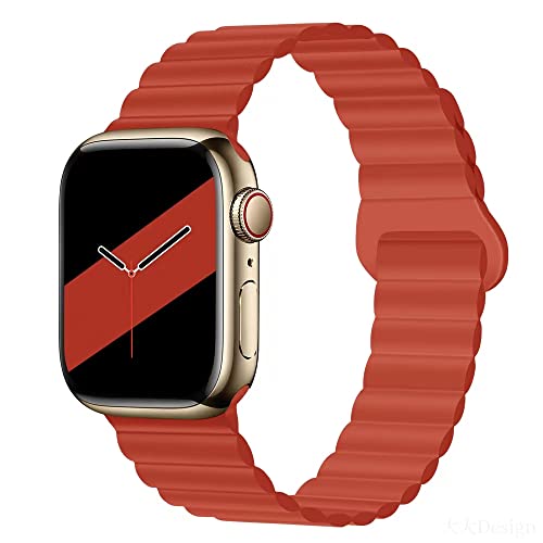 Aergood Kompatibel mit Apple Watch Armband 49mm 45mm 44mm 42mm Stark Magnetisch Verstellbar Loop Silikon Armbänder für iWatch Series 8/7/6/5/4/3/2/1/SE,Rot von Aergood