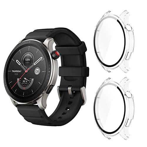 Aerku [2 Stück Hard Hülle Mit Displayschutz Kompatibel mit Amazfit GTR 4 / Amazfit GTR 4 Pro, Vollschutz Kratzfest PC Schutzhülle Schutz Case, Transparent von Aerku