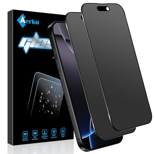 Aerku 2 Stück Matte Sichtschutz Schutzfolie für iPhone 16 Pro Max für Panzerglas Matt, Anti Fingerabdrücke Matte Anti-Spy Folie, 9H Blendschutz Privacy Anti-Spähen Schutzglas - 6,9 Zoll von Aerku