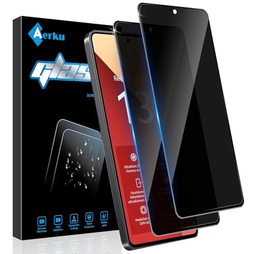 Aerku 2 Stück Sichtschutz Full Screen Schutzfolie für Xiaomi Redmi Note 13 Pro 4G/Poco M6 Pro 4G für Panzerglas, Schwarzer Rand Anti-Spy Panzer Schutz Glas Folie, 9H Härte Privacy Schutzglas von Aerku