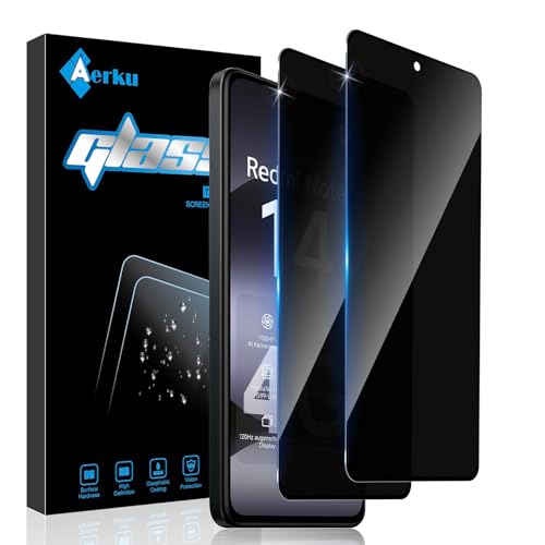 Aerku 2 Stück Sichtschutz Full Screen Schutzfolie für Xiaomi Redmi Note 14 4G für Panzerglas, Anti Fingerabdrücke Schwarzer Rand Anti-Spy Panzer Schutz Glas Folie, 9H Schutzglas Aerku 2 Stück Sichtschutz Full Screen Schutzfolie für Xiaomi Redmi Note 14 4G für Panzerglas, Anti Fingerabdrücke Schwarzer Rand Anti-Spy Panzer Schutz Glas Folie, 9H Schutzglas von Aerku