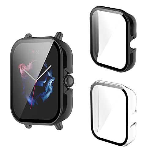 Aerku Hard Hülle Mit Displayschutz Kompatibel mit Amazfit GTS 3, Vollschutz Kratzfest PC Schutzfolie Schutzhülle Schutz Case, Schwarz&Transparent von Aerku