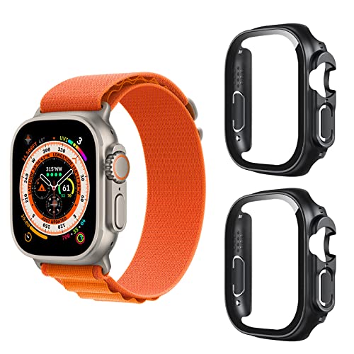 Aerku Hard Hülle Mit Displayschutz Kompatibel mit Apple Watch Ultra 49MM, Vollschutz Kratzfest PC Schutzhülle Schutz Case, Schwarz [2 Stück] von Aerku